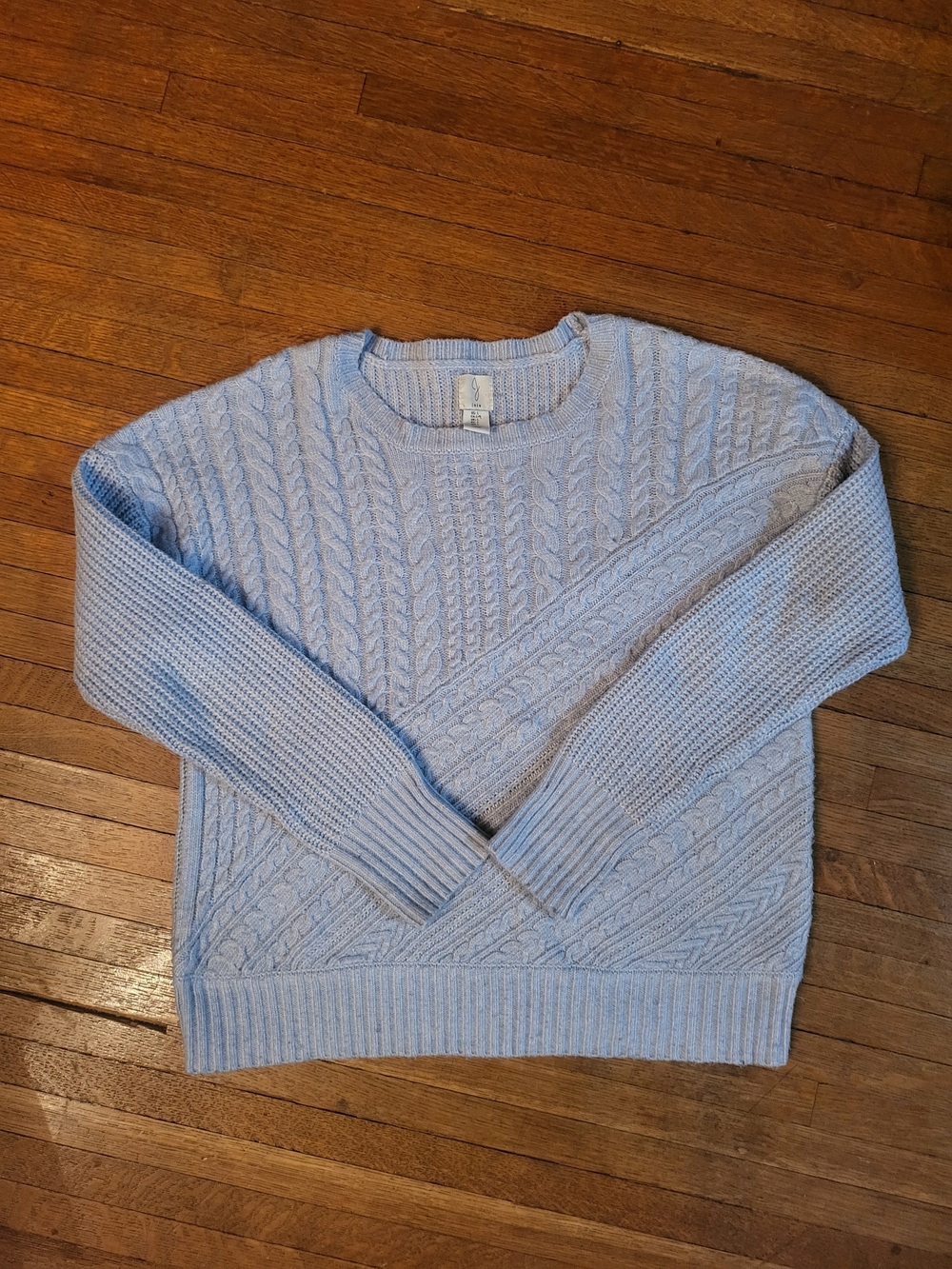 Joie Sky Blue Cable-Knit Crewneck Sweater